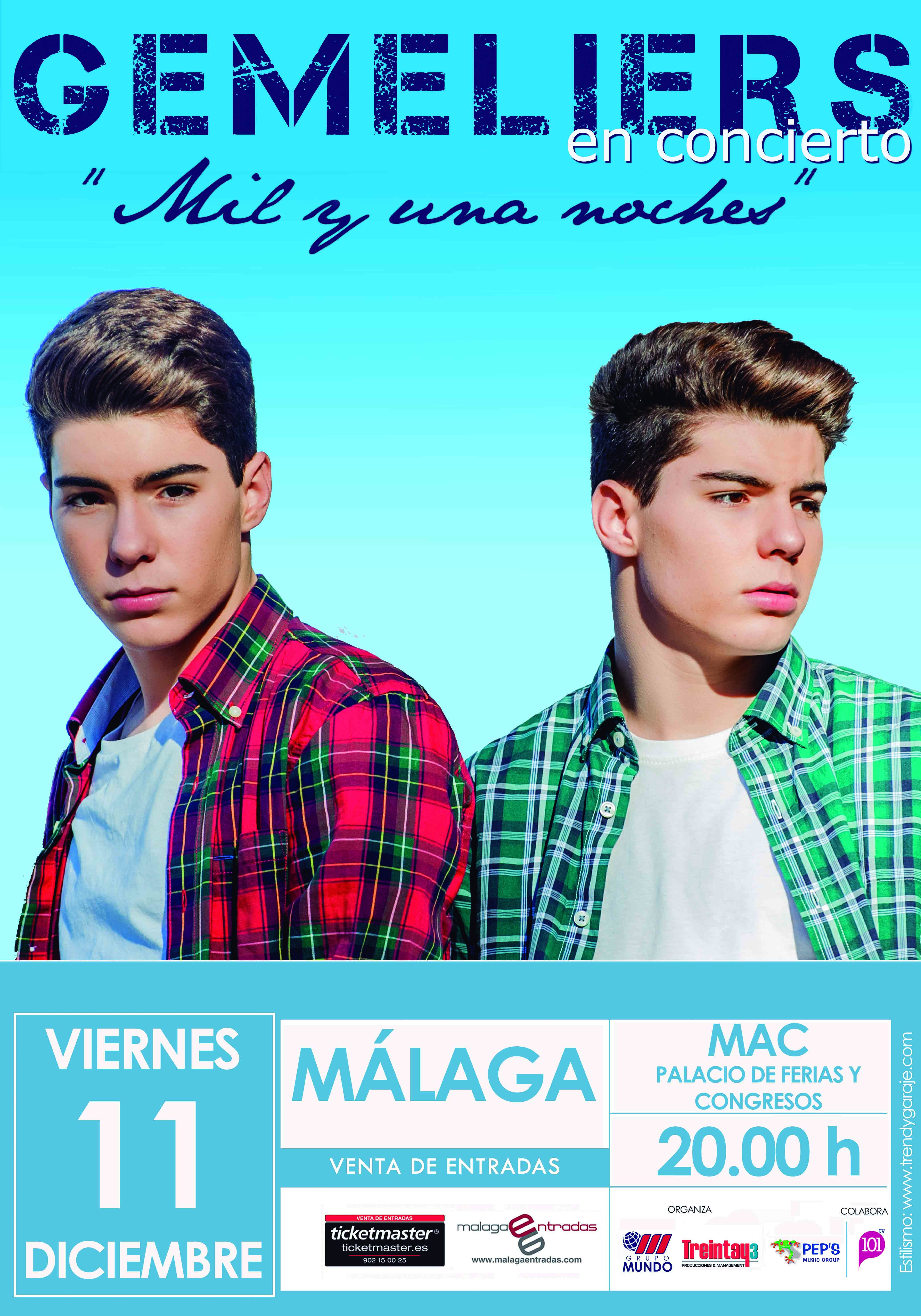 GEMELIERS VUELVE EL 11 DE DICIEMBRE CON SU NUEVO PROYECTO "MIL Y UNA NOCHES" AL MAC (PALACIO DE FERIAS Y CONGRESOS DE MÁLAGA) A LAS 20.00 HRS