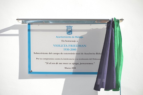 MÁLAGA RINDE HOMENAJE A VIOLETA FRIEDMAN, SOBREVIVIENTE DEL HOLOCAUSTO MÁLAGA RINDE HOMENAJE A VIOLETA FRIEDMAN, SOBREVIVIENTE DEL HOLOCAUSTO