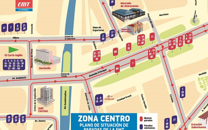 ENTRAN EN FUNCIONAMIENTO LAS NUEVAS PARADAS DE LA EMT EN LA ALAMEDA DE MÁLAGA