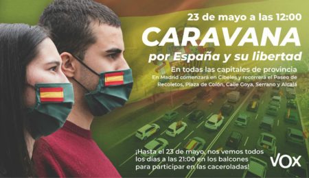 La manifestación de Vox en Madrid y distintas capitales en España moviliza a centenares de manitestantes en sus vehículos pidiendo "libertad"