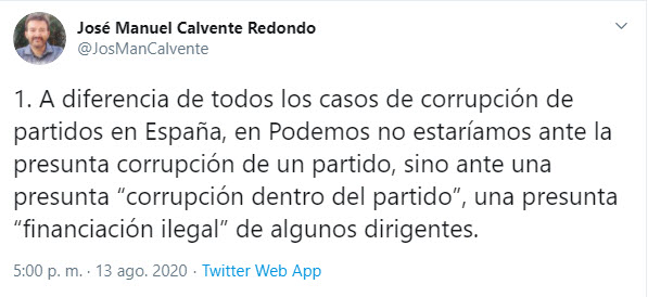 El exabogado de Podemos dice que Podemos vive un caso "mucho peor" que Gurtel o Filesa, y llama a la militancia a decir basta