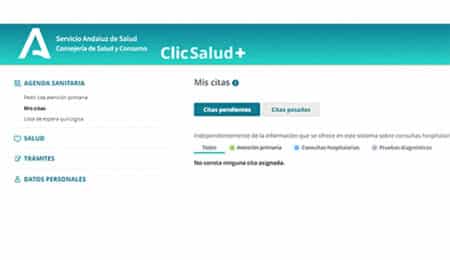 Los andaluces podrán obtener el justificante de haber acudido a consulta a través de la web ClicSalud+
