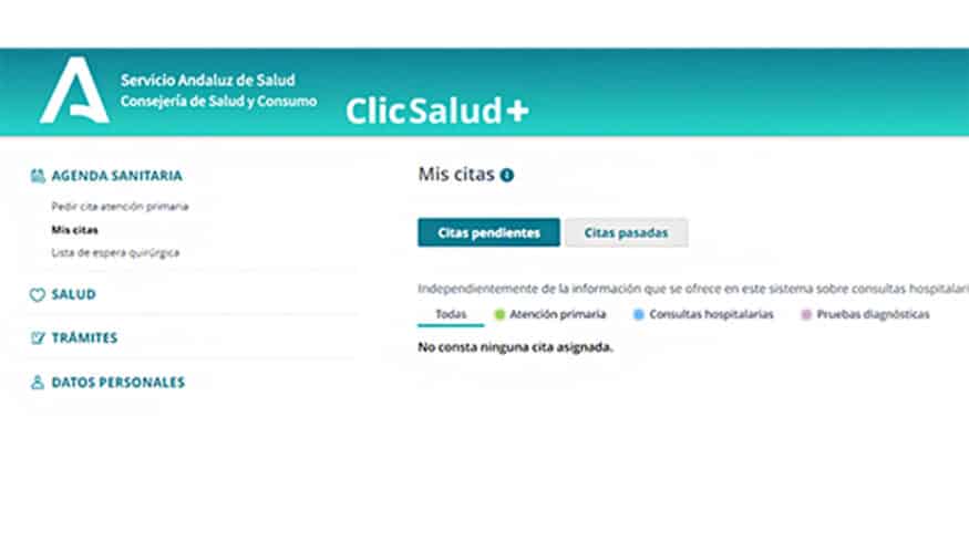 Los andaluces podrán obtener el justificante de haber acudido a consulta a través de la web ClicSalud+