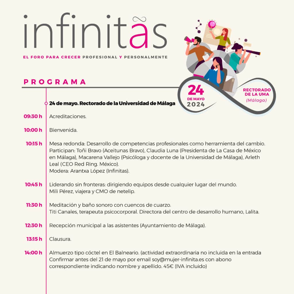 Infinitas en Málaga reúne en distintas ponencias y mesas redondas a más de una docena de mujeres inspiradoras el 23 y 24 de mayo