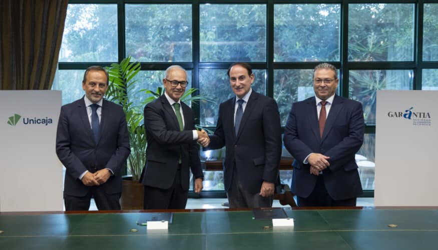 Unicaja y Garántia renuevan su colaboración y destinan 160 millones a préstamos con avales para la financiación de pymes y autónomos