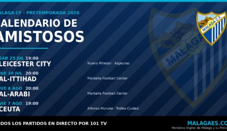 El Málaga CF arranca sus amistosos este sábado ante el Leicester City y emitirá los cuatro partidos en directo por 101 TV