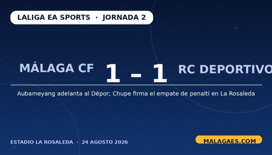 El Málaga suma su primer punto en Primera con un 1-1 ante el Deportivo en La Rosaleda