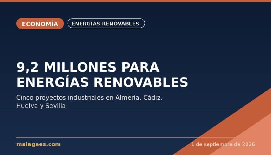 La Junta destina 9,2 millones a cinco proyectos de energías renovables en la industria andaluza