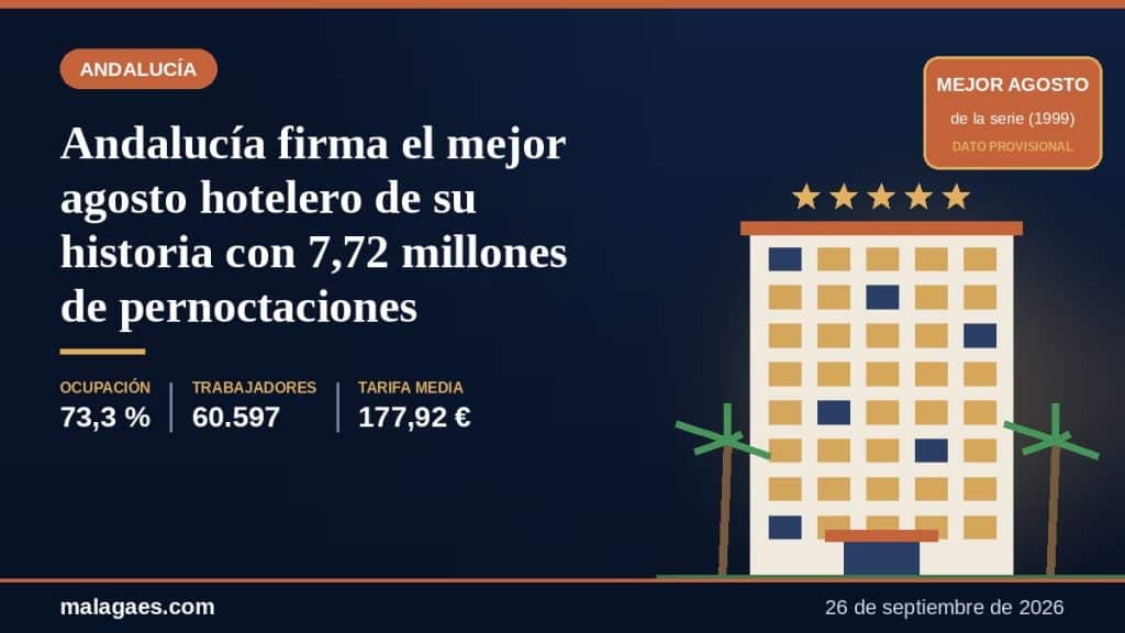 Andalucía firma el mejor agosto hotelero de su historia con 7,72 millones de pernoctaciones
