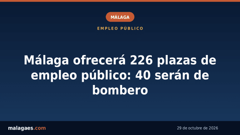 El Ayuntamiento de Málaga ofrecerá 226 plazas de empleo público: 40 serán de bombero