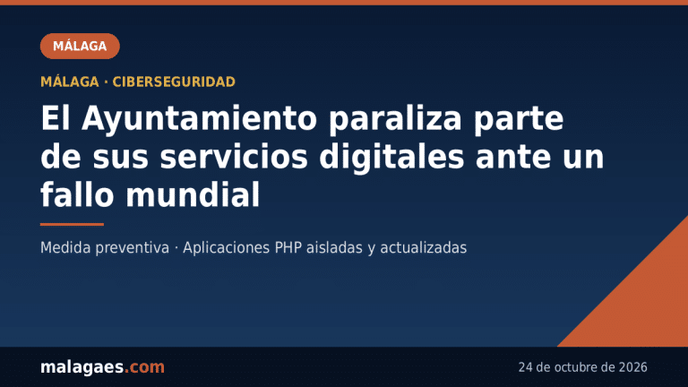 El Ayuntamiento de Málaga paraliza por precaución parte de sus servicios digitales ante una vulnerabilidad informática mundial