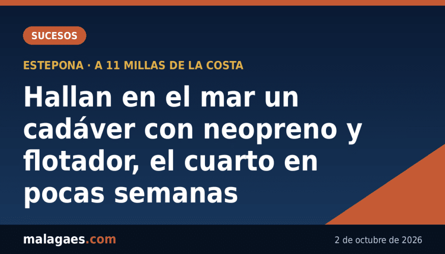 Hallan en el mar frente a Estepona un cadáver con neopreno y flotador, el cuarto en pocas semanas