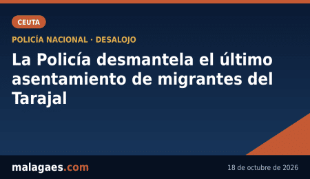 La Policía Nacional desmantela el último asentamiento de migrantes del Tarajal, en Ceuta