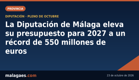La Diputación de Málaga eleva su presupuesto para 2027 a un récord de 550 millones de euros