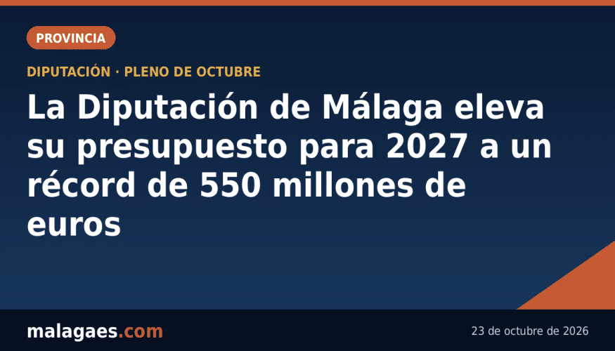 La Diputación de Málaga eleva su presupuesto para 2027 a un récord de 550 millones de euros