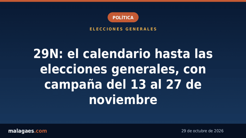 29N: el calendario hasta las elecciones generales, con la campaña del 13 al 27 de noviembre
