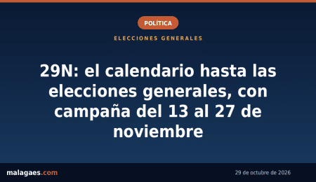29N: el calendario hasta las elecciones generales, con la campaña del 13 al 27 de noviembre