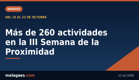 La III Semana de la Proximidad llena los once distritos de Málaga con más de 260 actividades, la mayoría gratuitas La III Semana de la Proximidad llena los once distritos con más de 260 actividades, la mayoría gratuitas