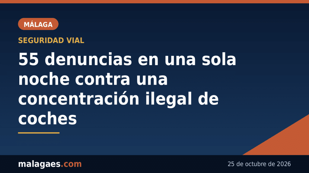 La Policía Local de Málaga interpone 55 denuncias en una noche contra una concentración ilegal de coches