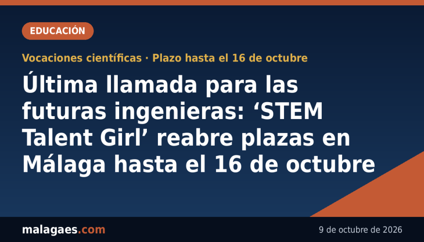 Última llamada para las futuras ingenieras: ‘STEM Talent Girl’ reabre plazas en Málaga hasta el 16 de octubre