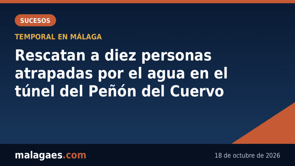 Bomberos rescatan a diez personas atrapadas por el agua en el túnel del Peñón del Cuervo de Málaga durante la noche de temporal