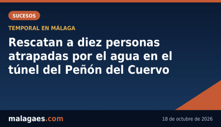 Bomberos rescatan a diez personas atrapadas por el agua en el túnel del Peñón del Cuervo durante la noche de temporal