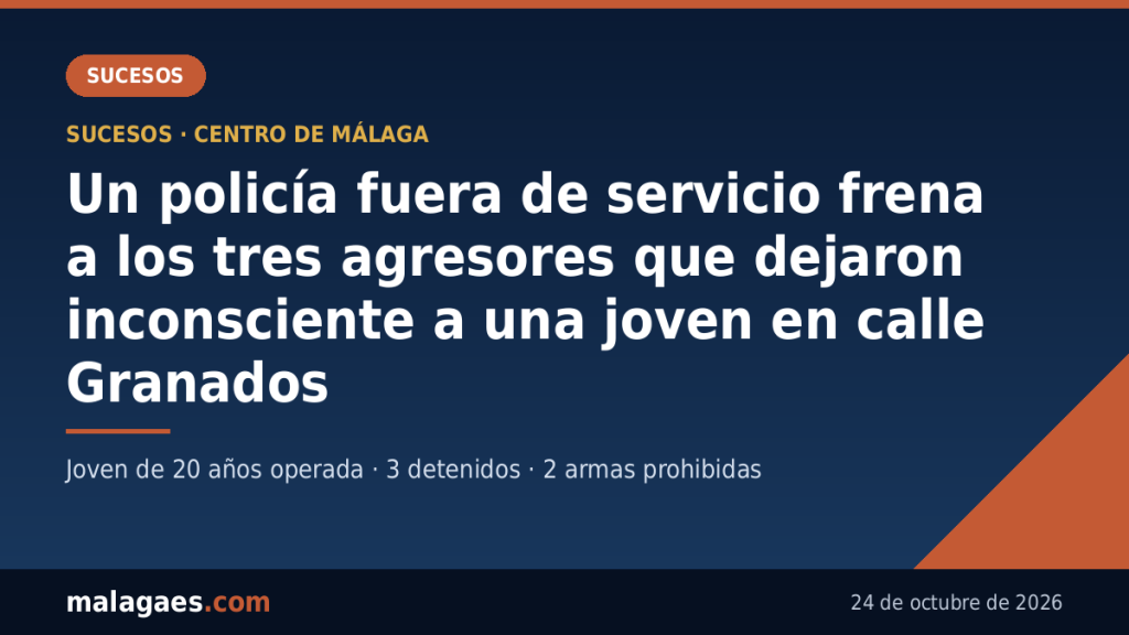 Un policía fuera de servicio frena a los tres agresores que dejaron inconsciente a una joven en calle Granados de Málaga